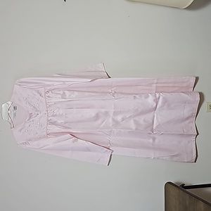 New Kim Rogers Pink Blush Gown Robe Polyester Cotton Sz M Satin
